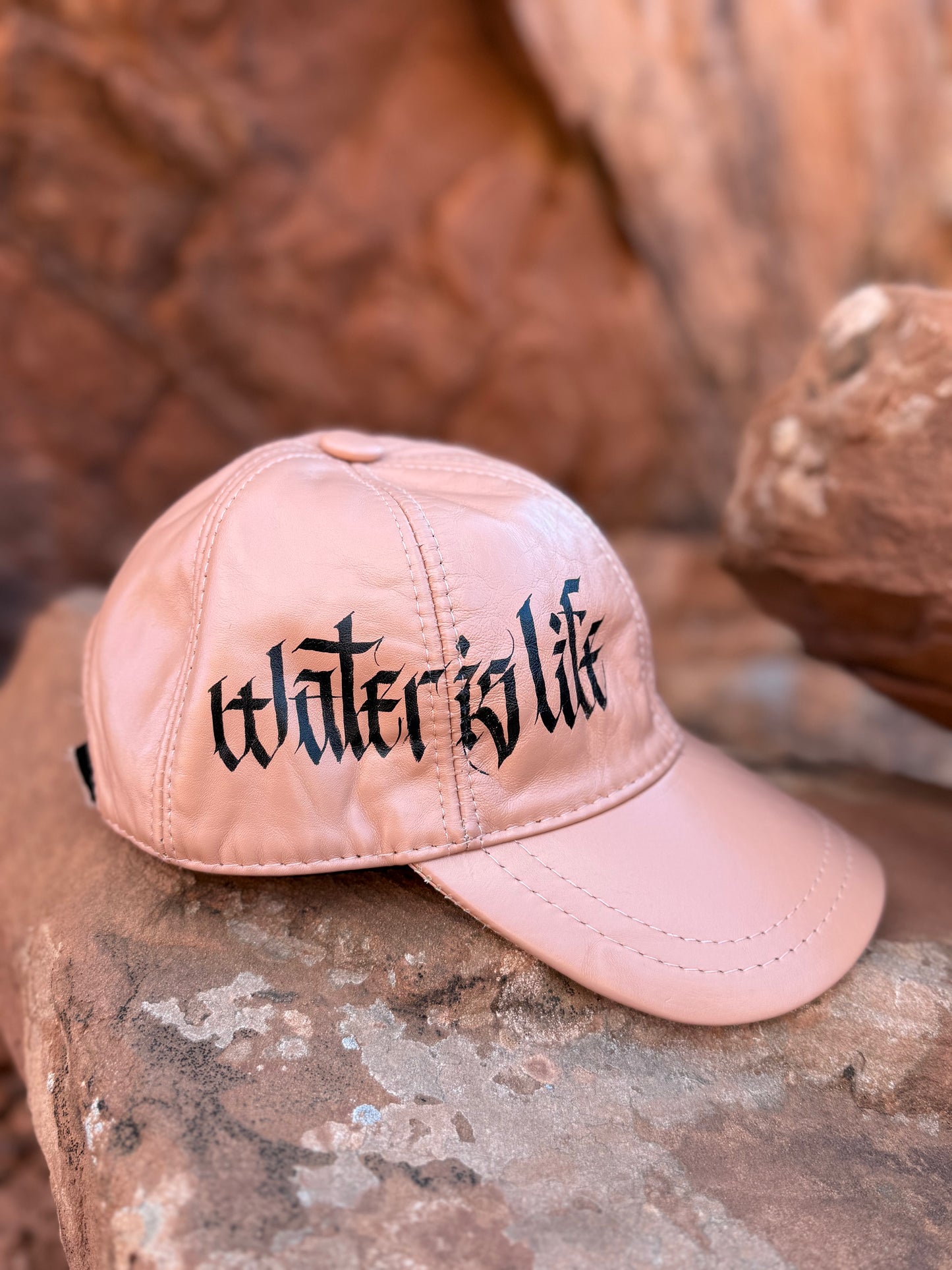 Handpainted Lambskin Baseball Cap - Water is Life