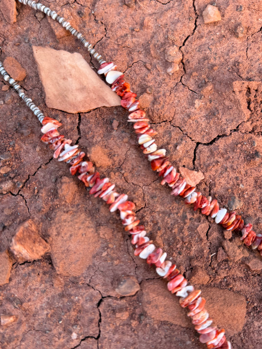 🤎 Vintage Coral & Heishi Shell Necklace