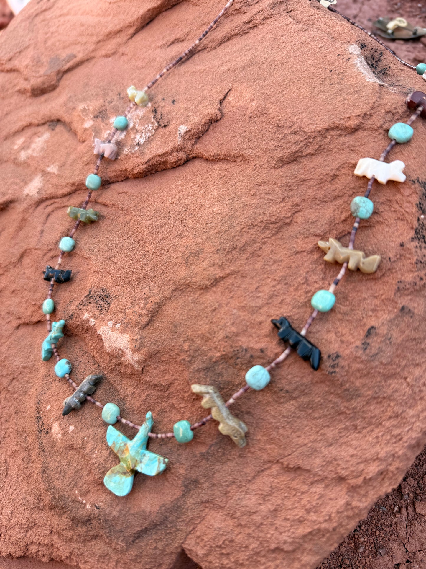 🤎 Vintage Carved Fetish & Heishi Necklace