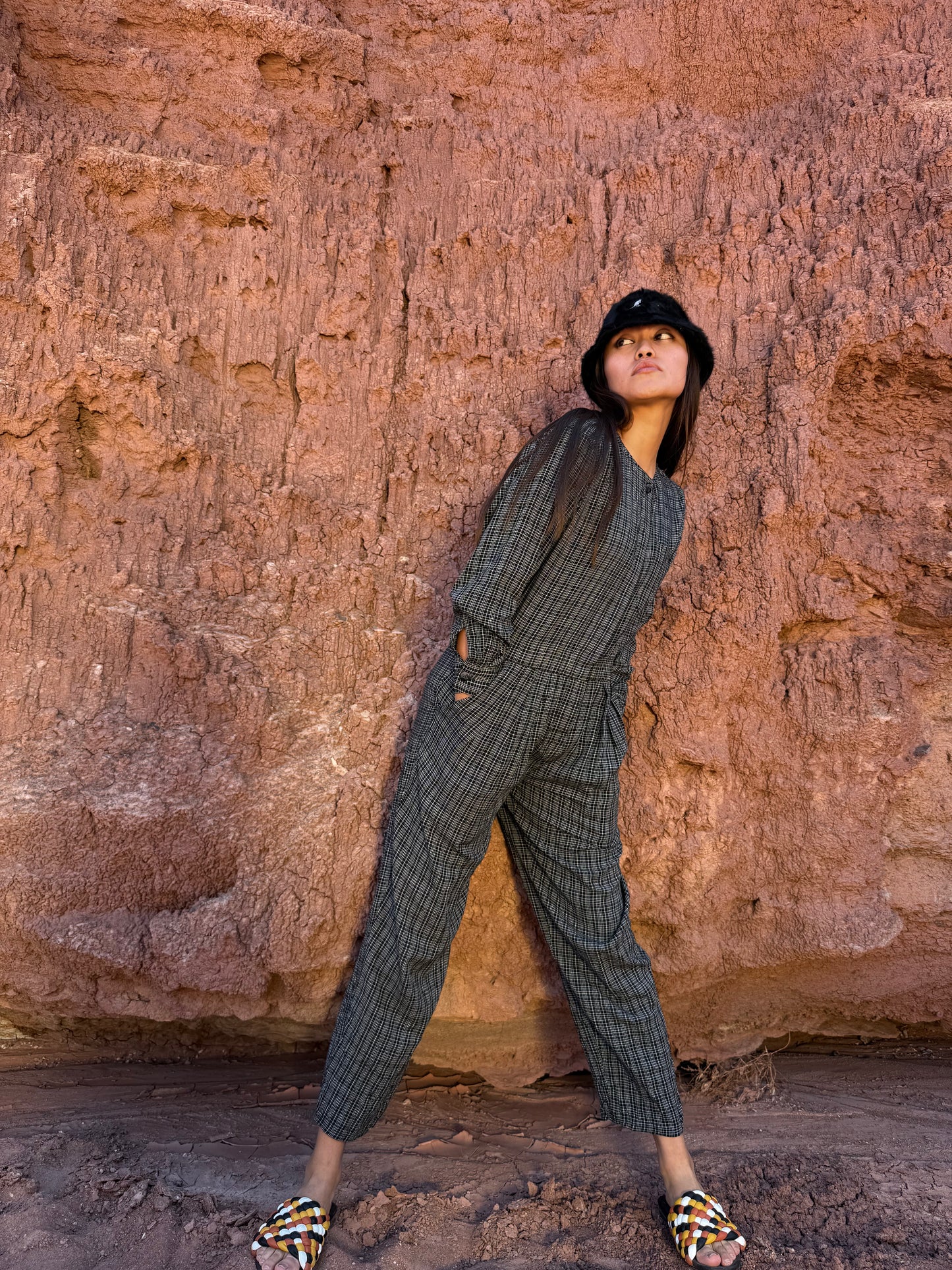 Vintage 80s Checkered Jumpsuit