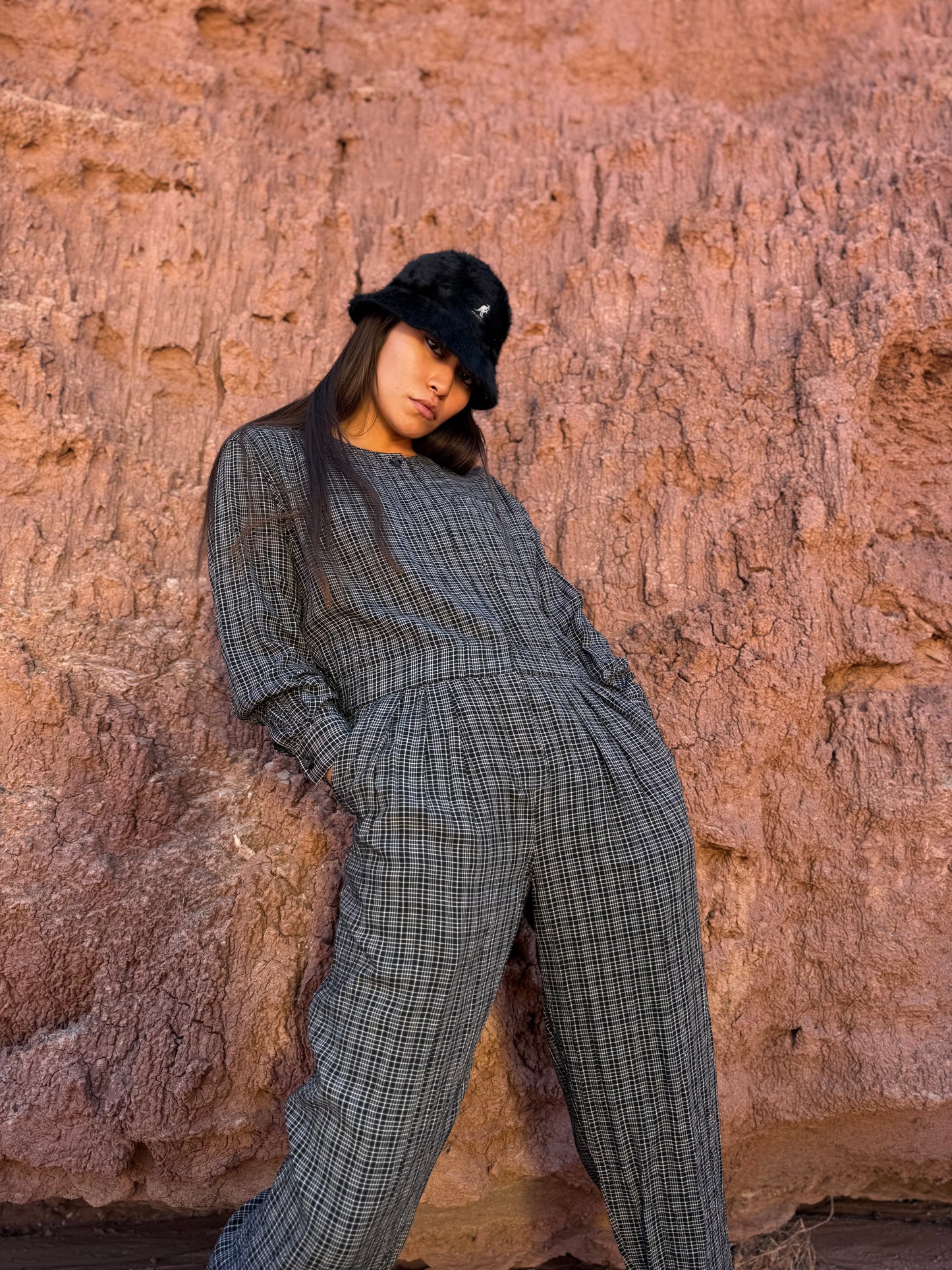 Vintage 80s Checkered Jumpsuit