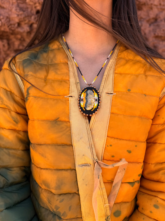 Bumblebee Jasper Beaded Necklas by Nicholas Pope