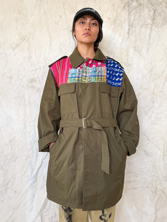 Upcycled Military Field Jacket — Midcentury Huipil Edition B