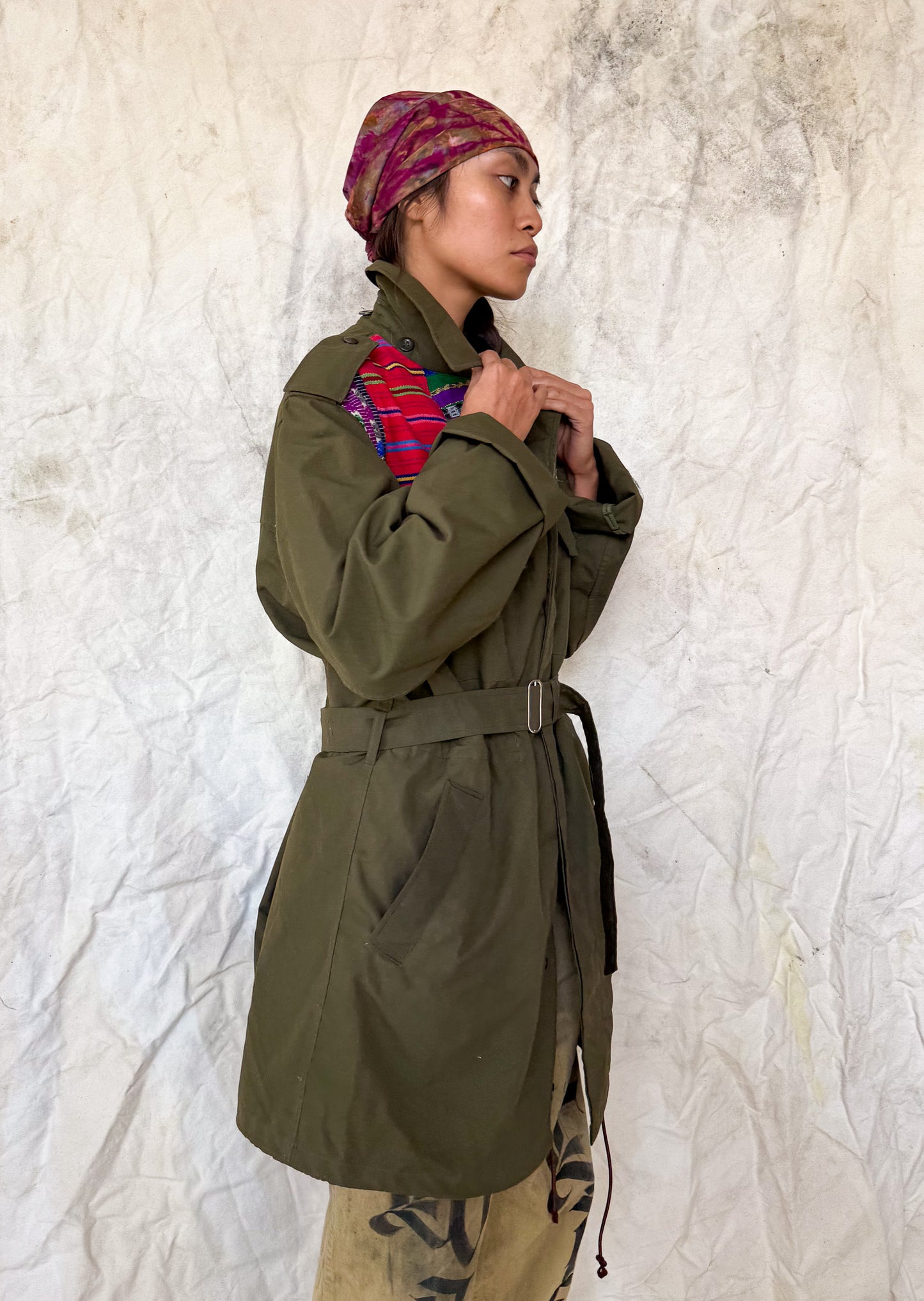 Upcycled Military Field Jacket — Midcentury Huipil Edition A