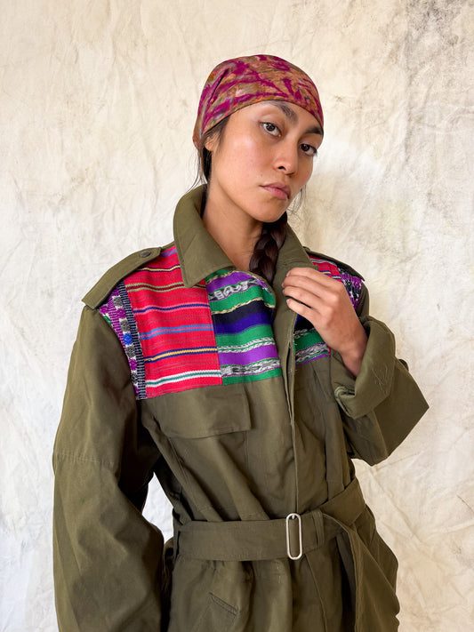 Upcycled Military Field Jacket — Midcentury Huipil Edition A