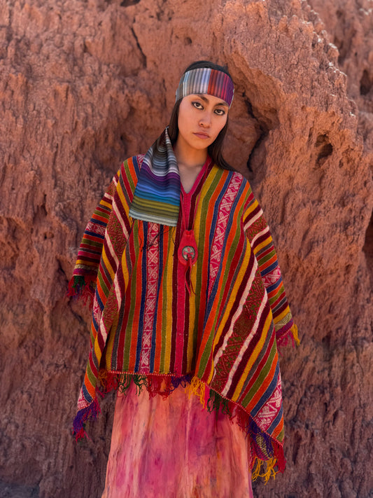 Vintage Handwoven Peruvian Poncho