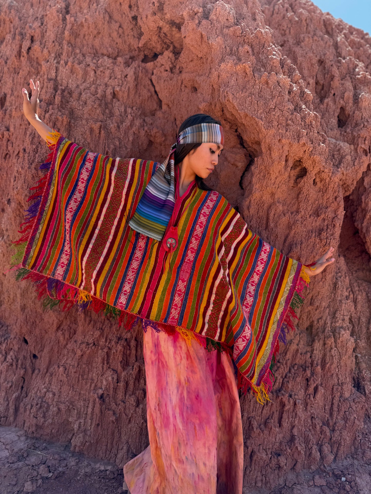Vintage Handwoven Peruvian Poncho