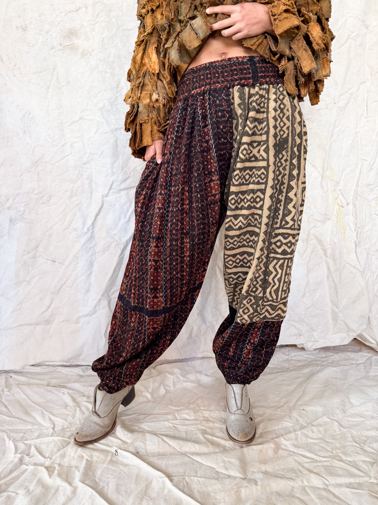 Vintage 80s Ikat Harem Pants