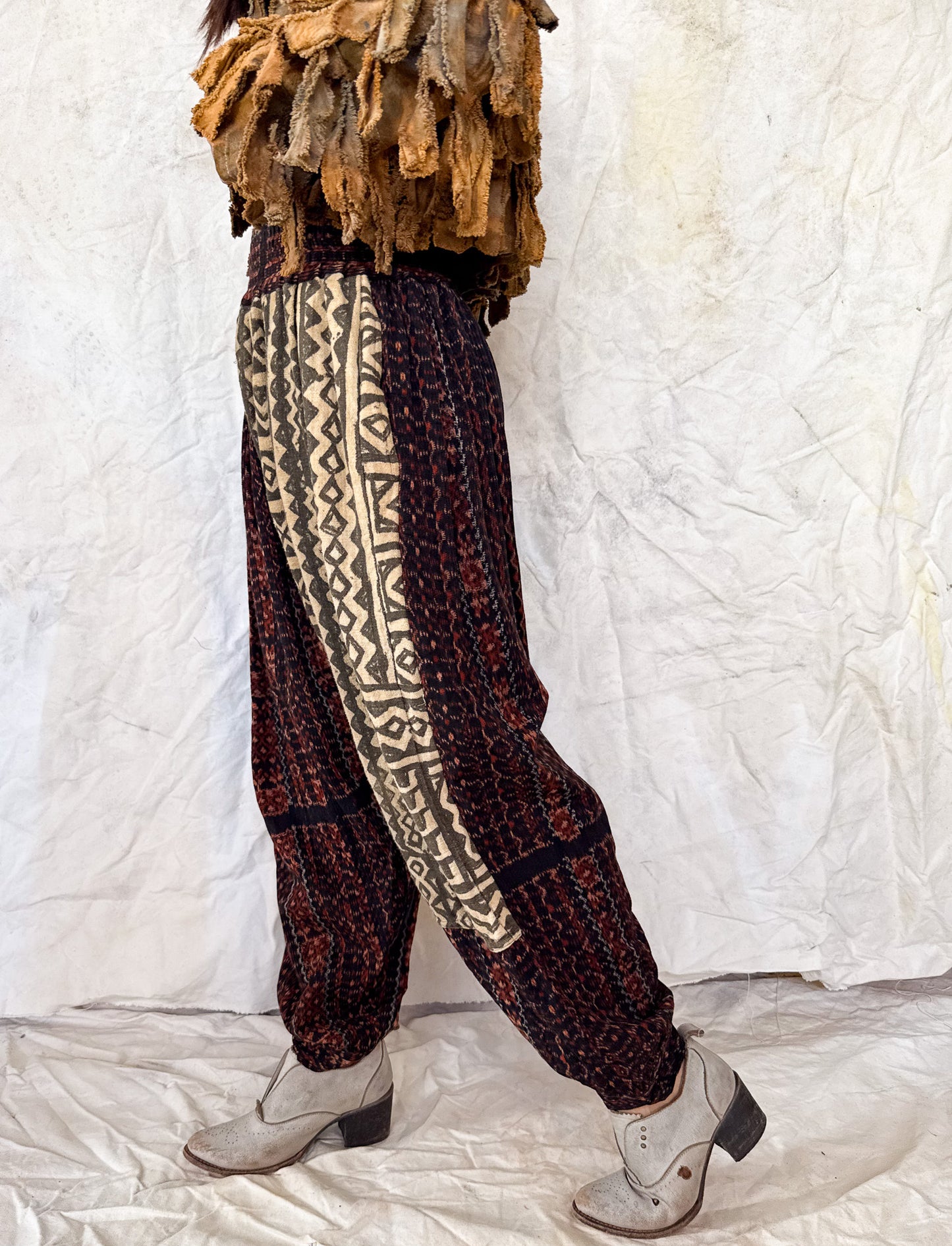 Vintage 80s Ikat Harem Pants