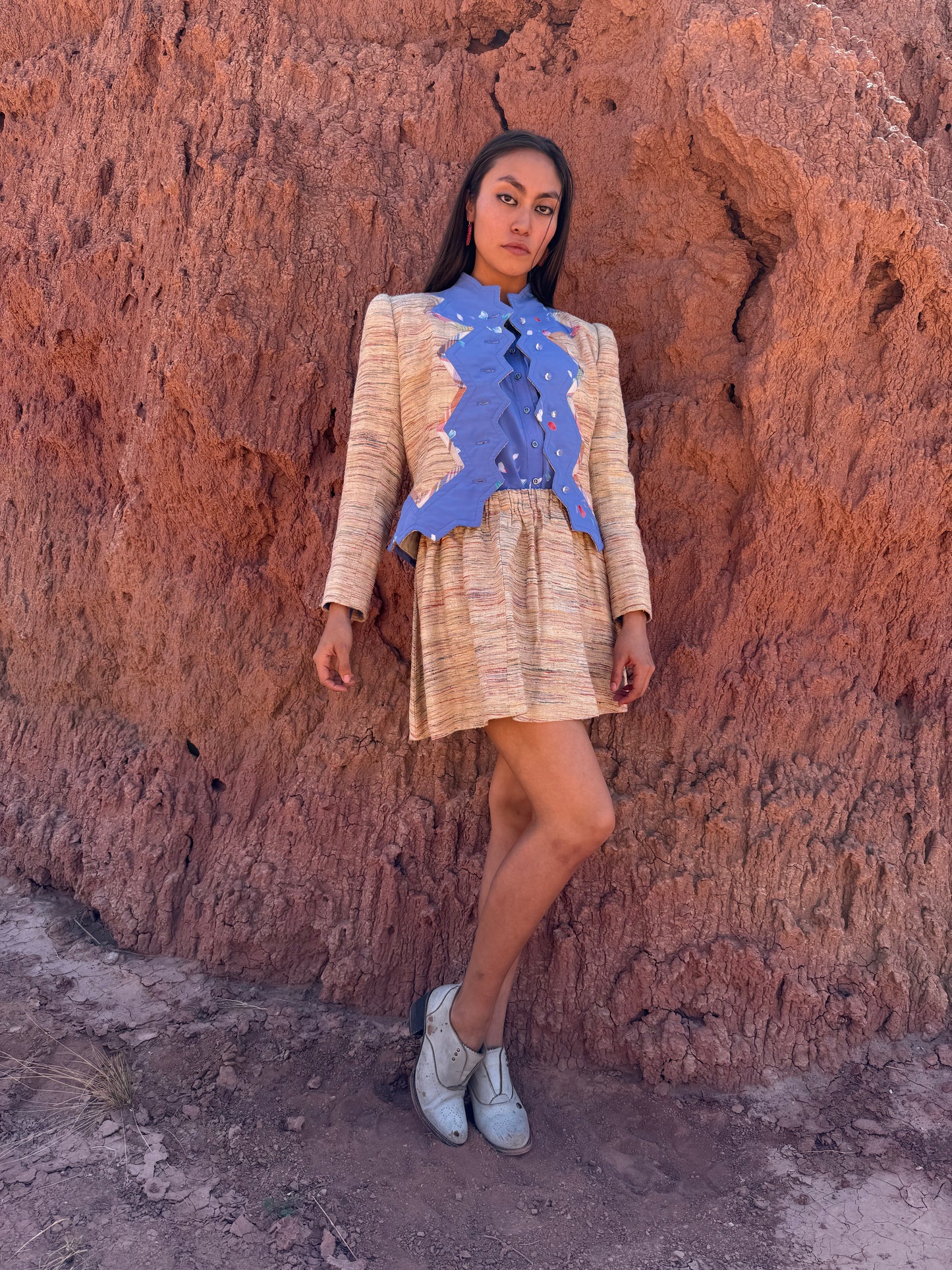 Vintage 70s 3PC Raw Silk Suit Set
