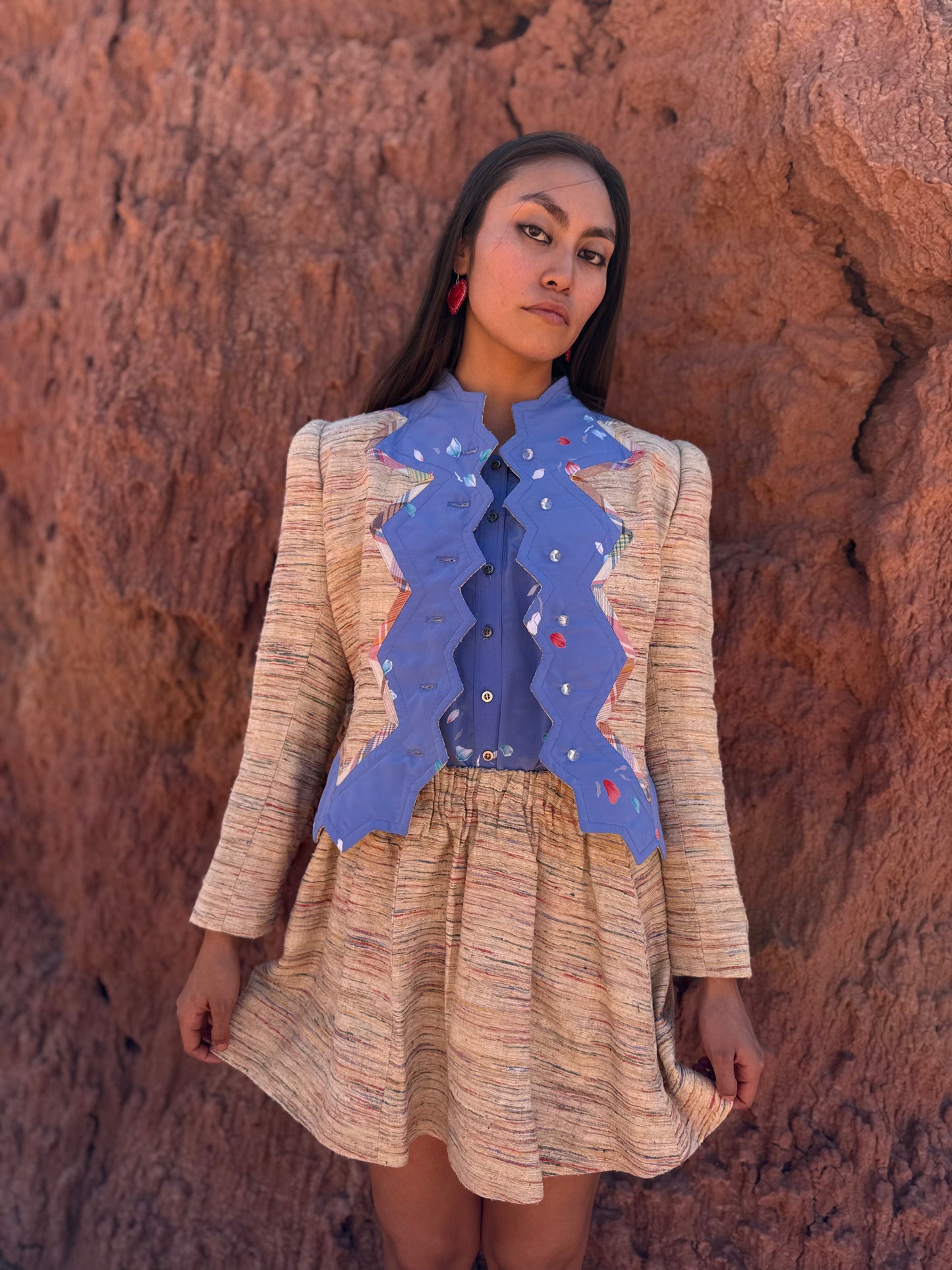 Vintage 70s 3PC Raw Silk Suit Set