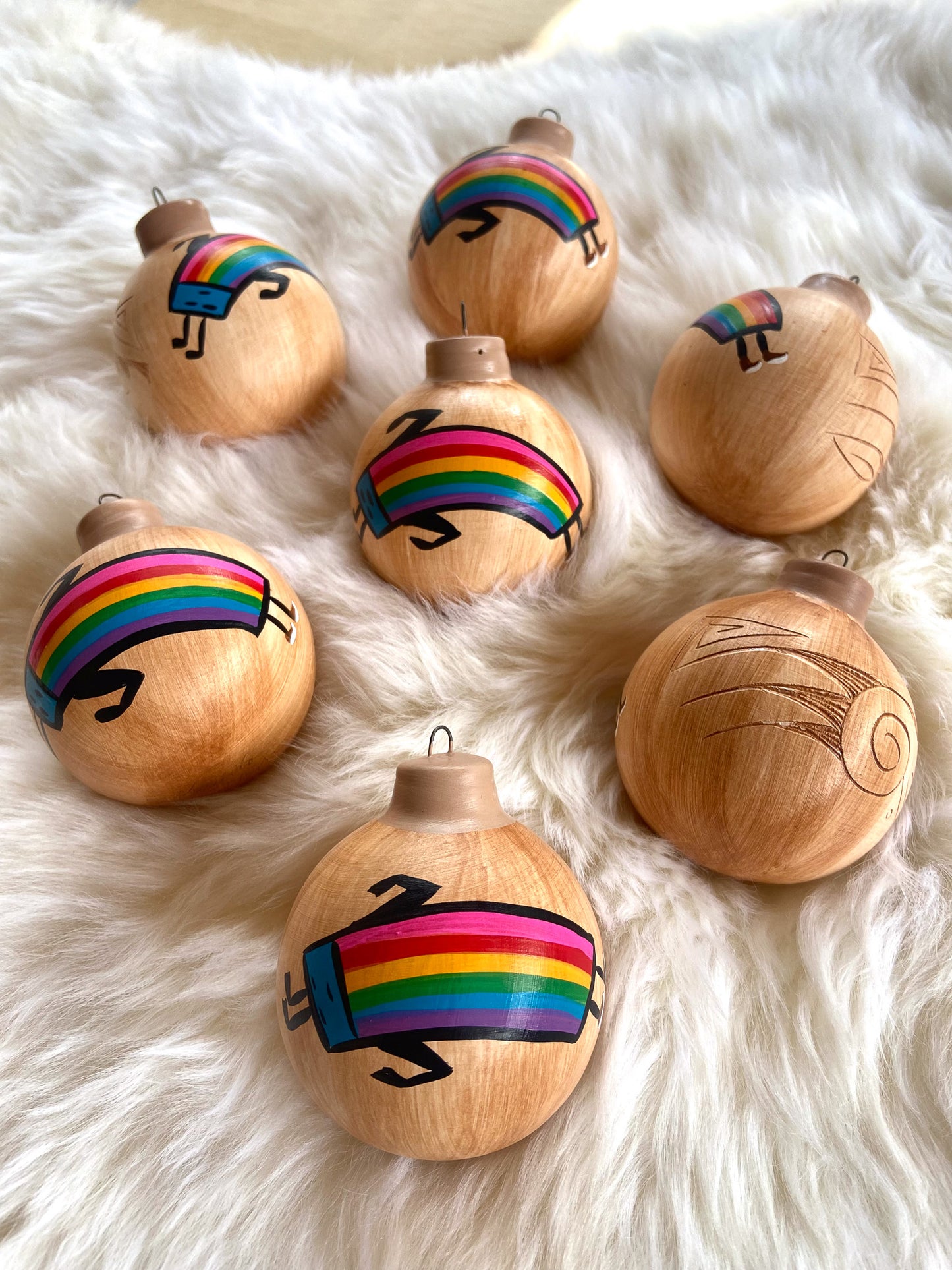 Navajo Made Handpainted Clay Ornaments-Yeii’bí’cheíí Nástíí’liid(Rainbow Spirit)
