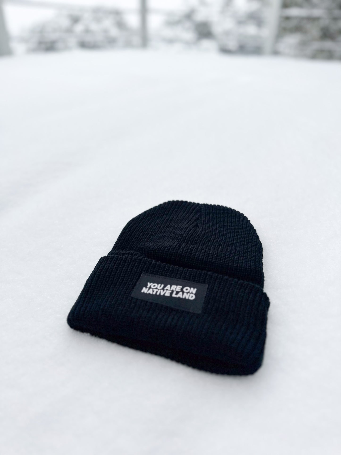 Urban Native "You Are On Native Land" Beanie - Black