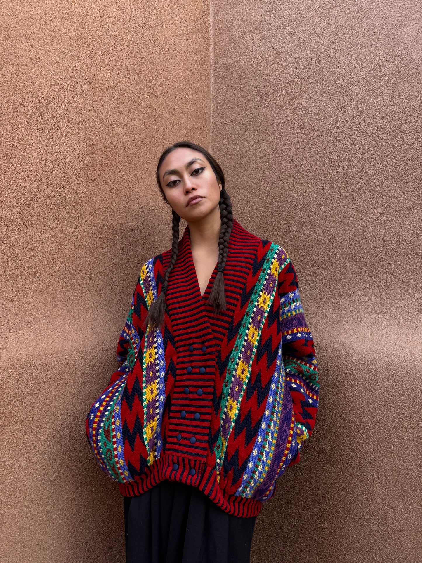 Vintage 80s Geo Cardigan Sweater