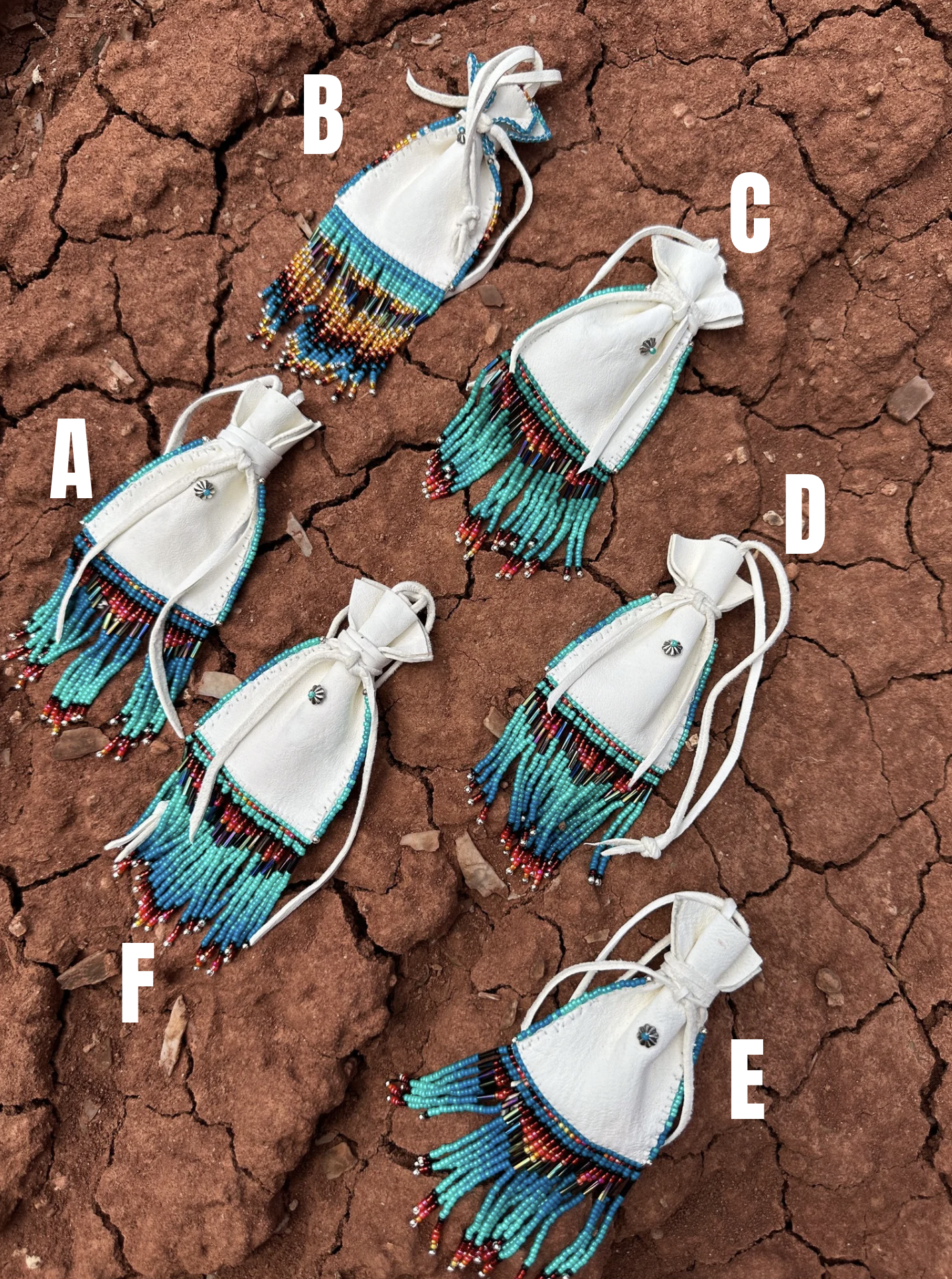 Navajo Made Handbeaded Buckskin Bags-Turquoise 2