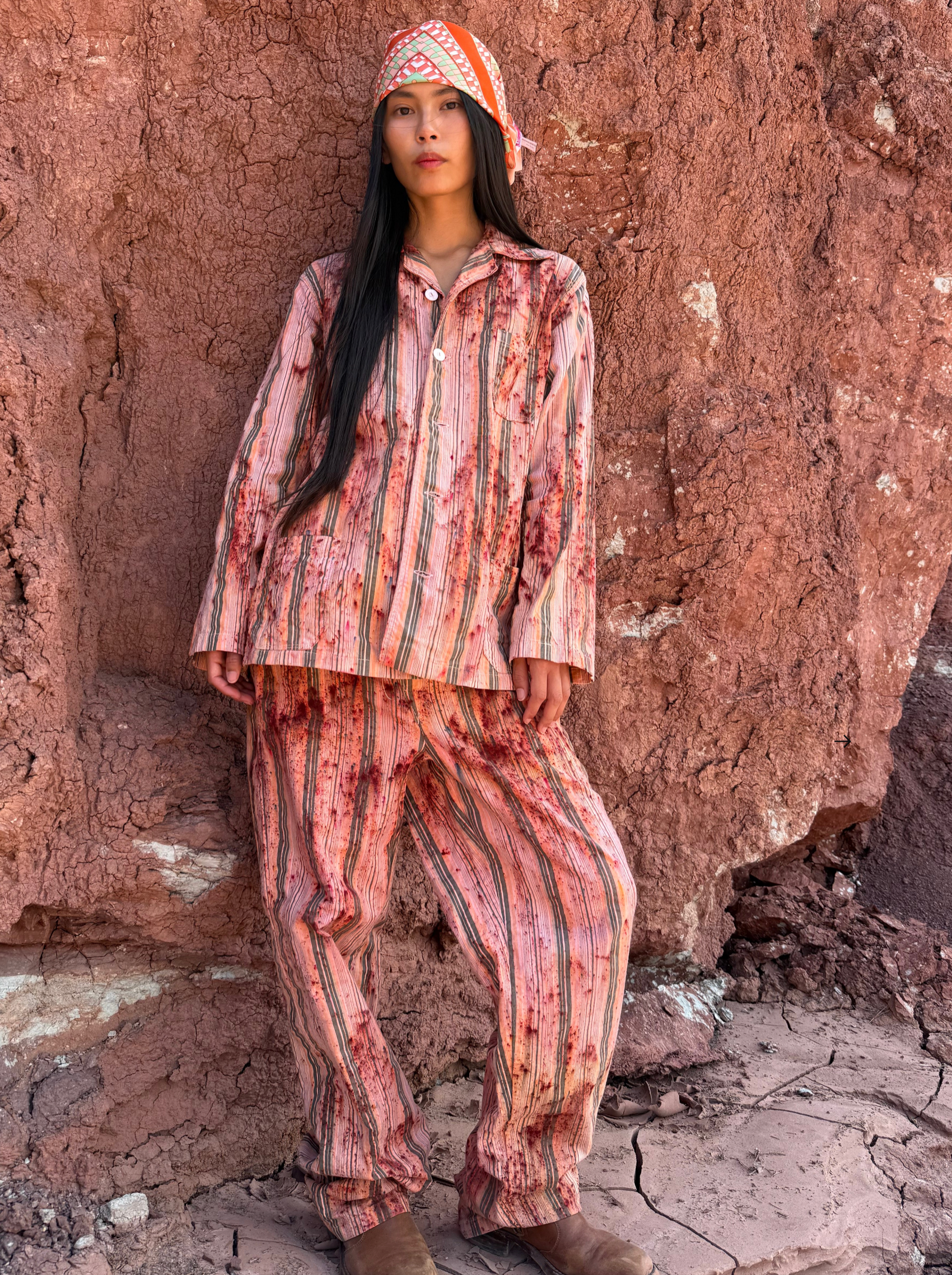 Upcycled Vintage Pajama Pant Terra Cotta