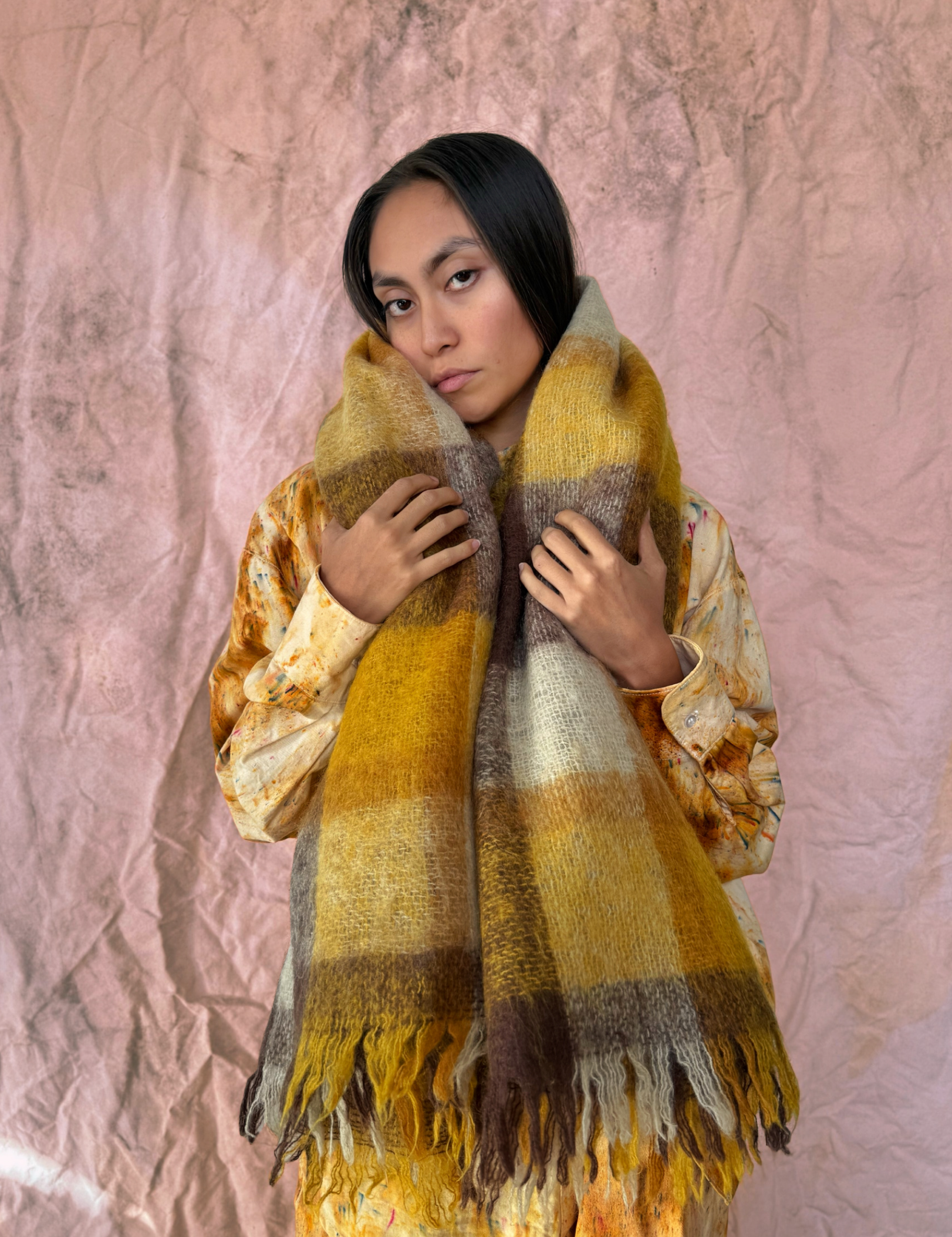 Vintage Plaid 70s Plaid Shawl