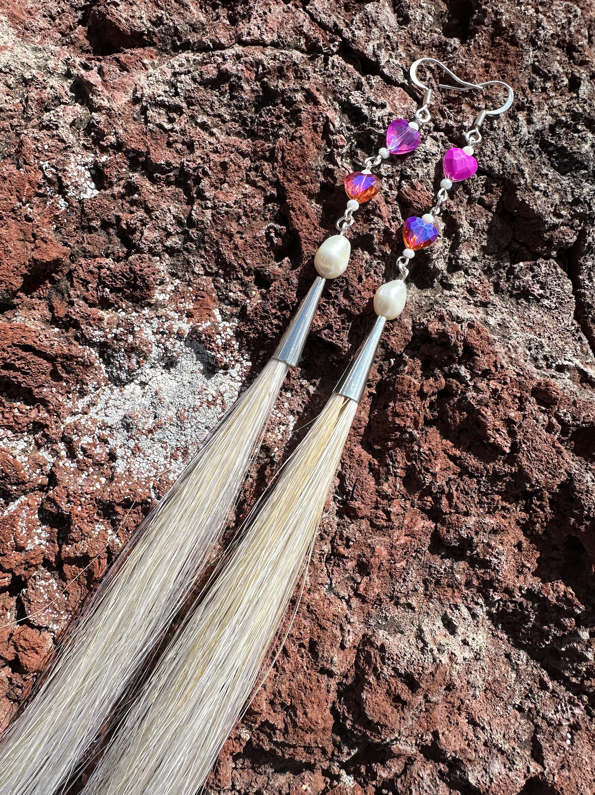 Horsehair Heart Earrings by Kisikahwskew Big Bow