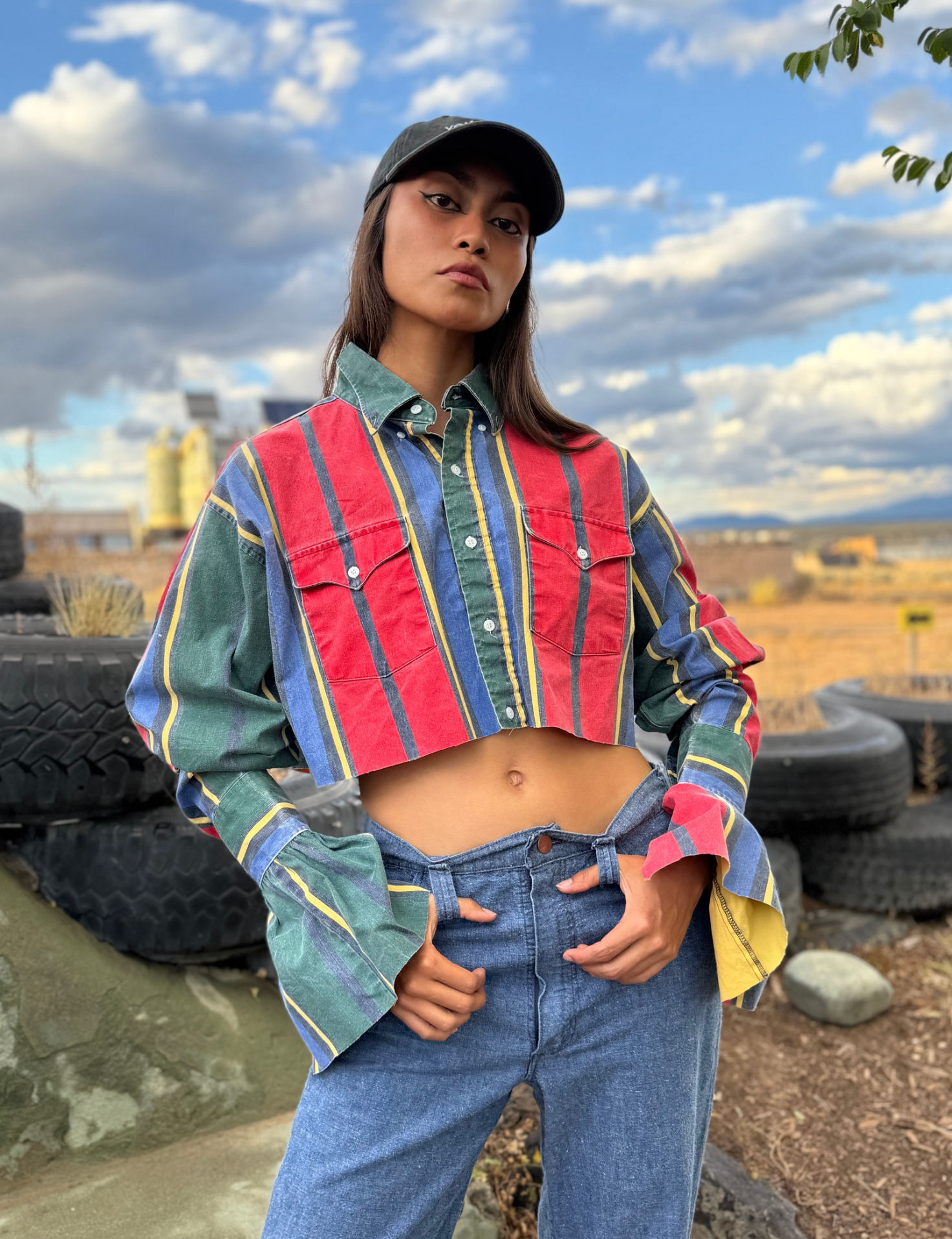 Upcycled Vintage Cropped Western Shirt
