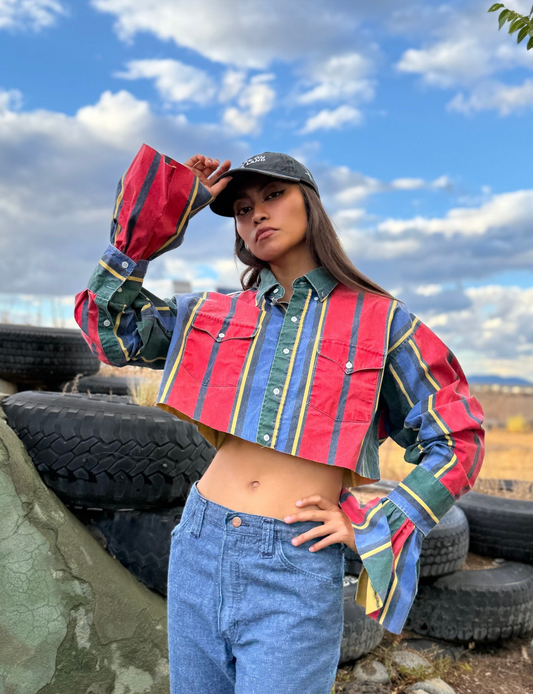 Upcycled Vintage Cropped Western Shirt