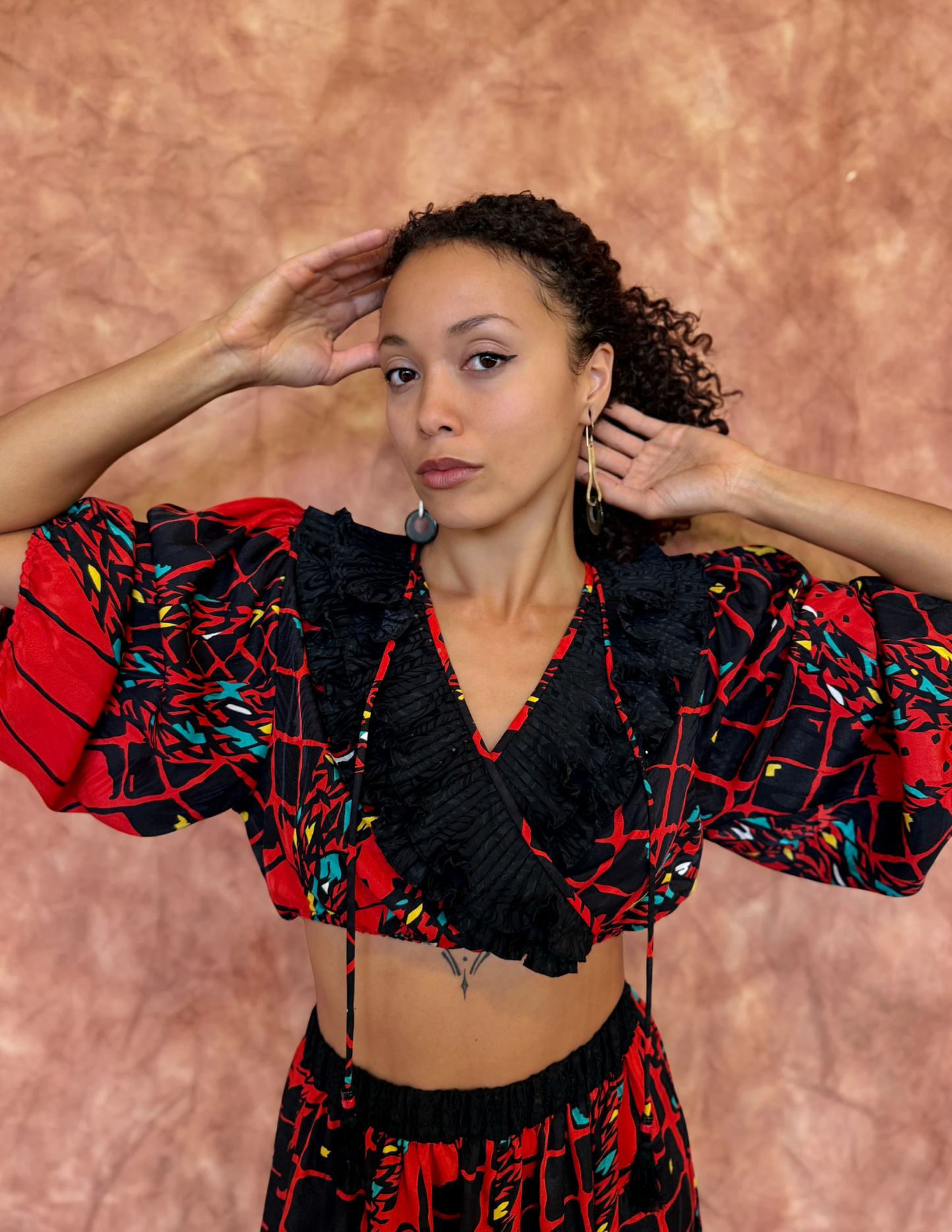 Vintage 80s Ruffle Crop Top