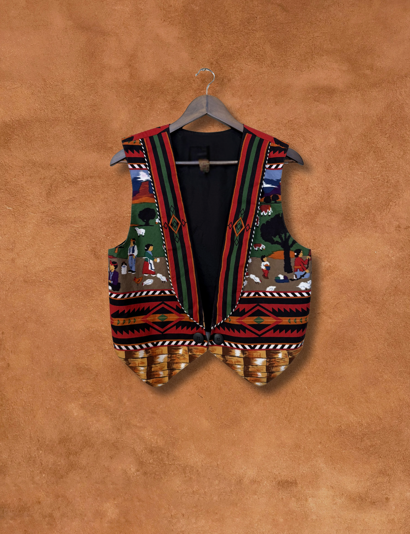 Vintage 80s Southwest Print Vest 37 x 24