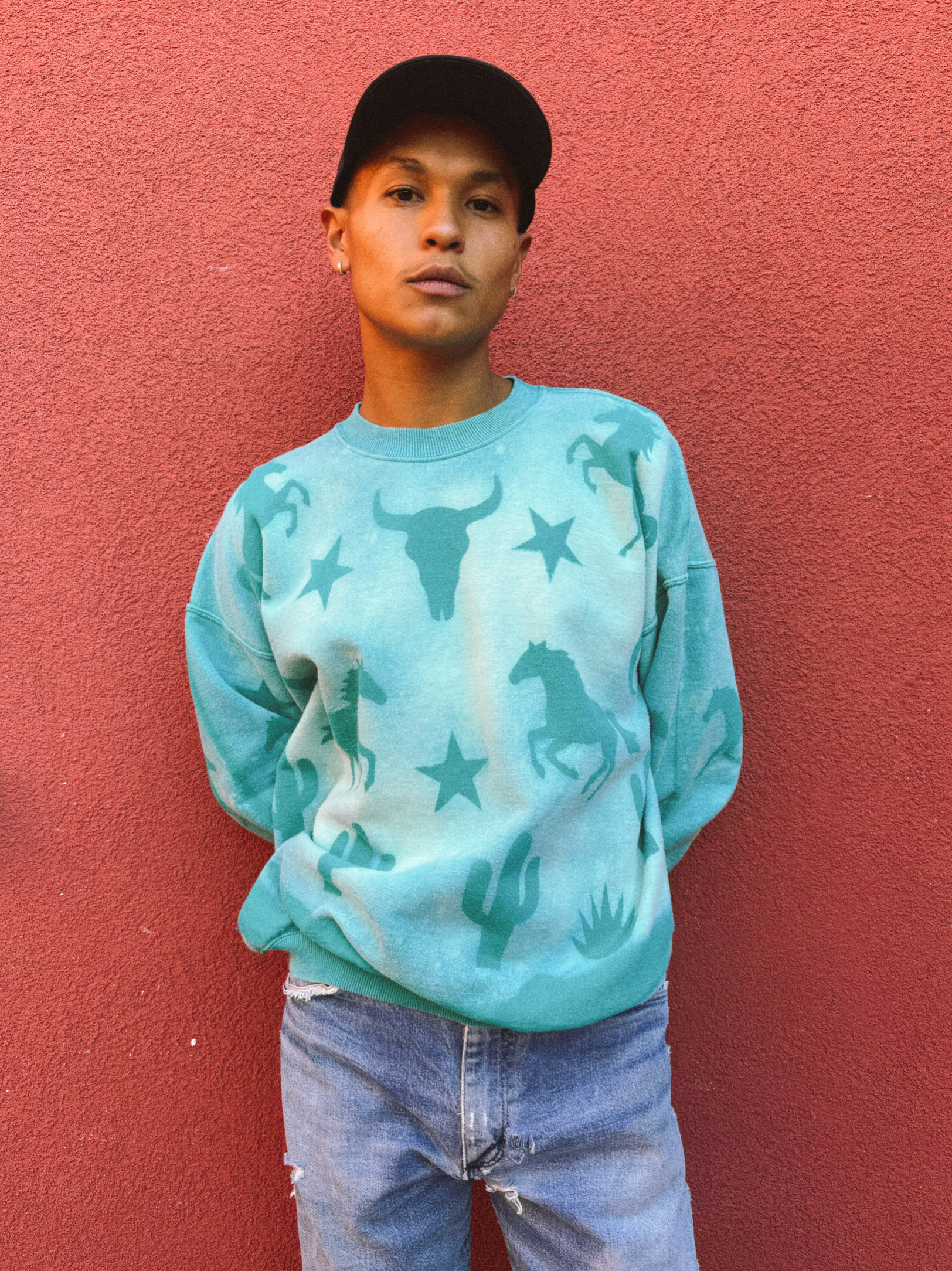 Upcycled Vintage Crewneck Sweatshirt- 54 x 28 Eclectic Southwest